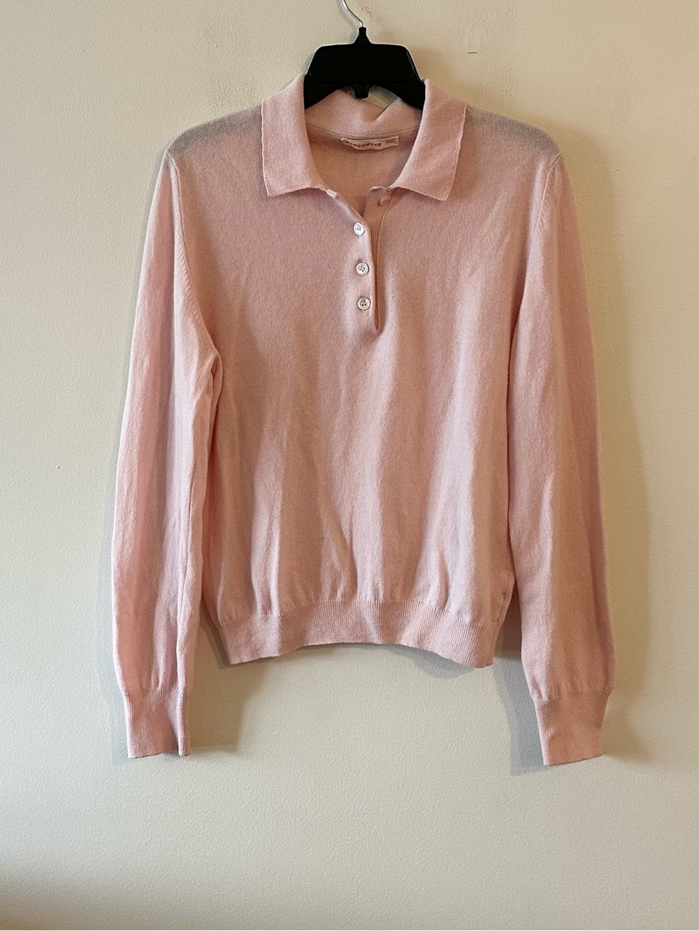 &Daughter Aoife Cashmere Cotton Polo Sweater Pink Scotland S Minimalist